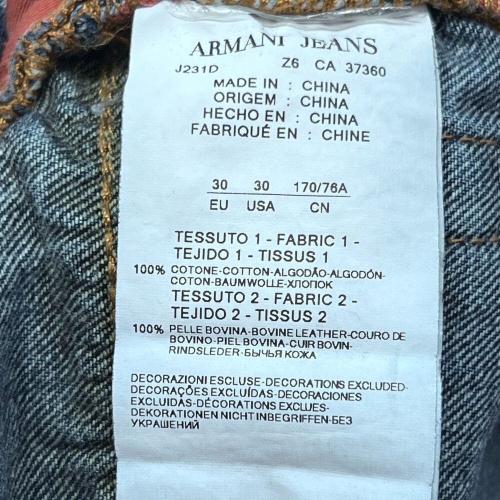 Armani Jeans J23 Slim Men’s 30x34 Blue Button Fly Straight Denim Pants - Picture 4 of 8